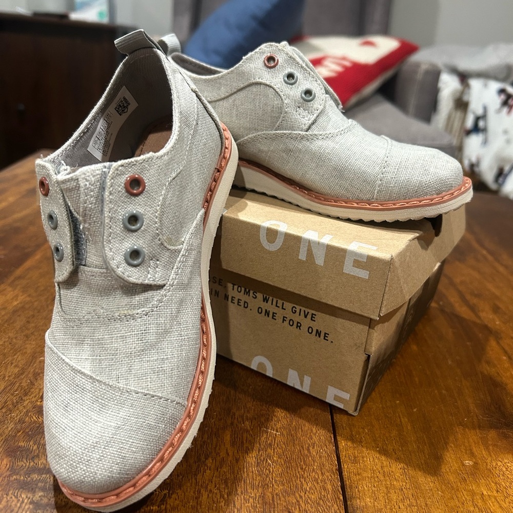 TOMS Kids Light Gray Slip-On Loafers
